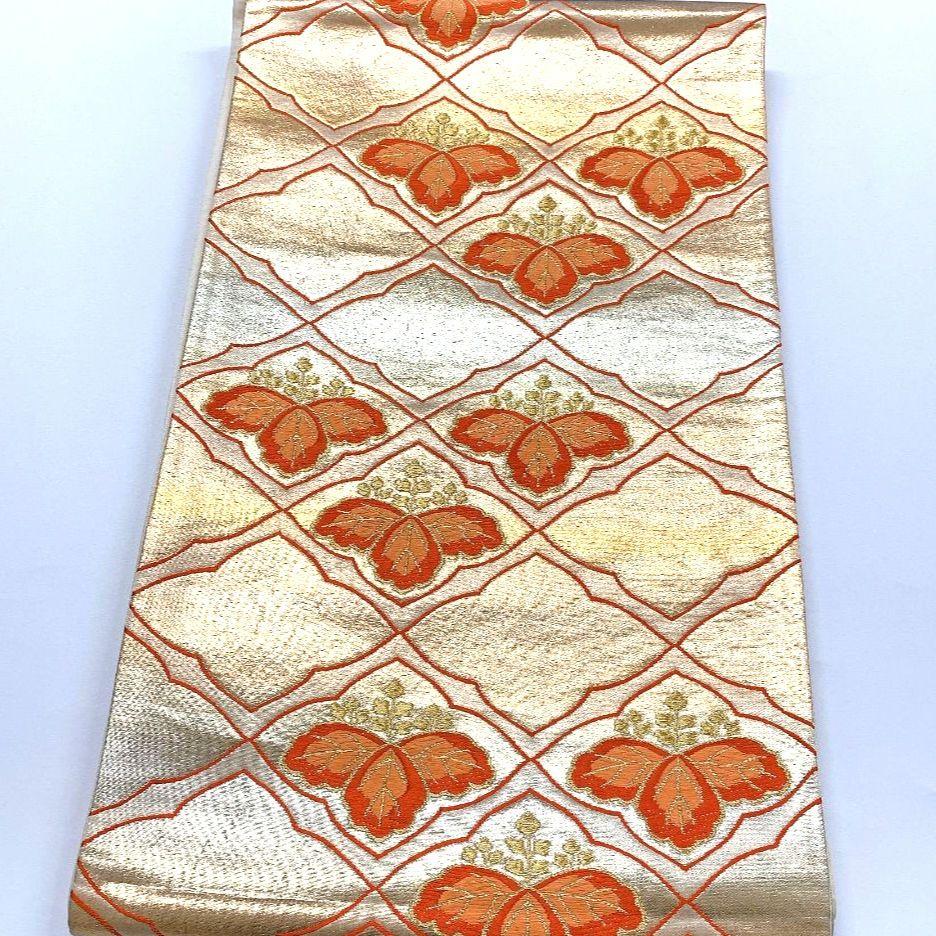 5141# Japanese Vintage Fukuro Obi Belt Kimono Fabric Silk Traditional Untailored