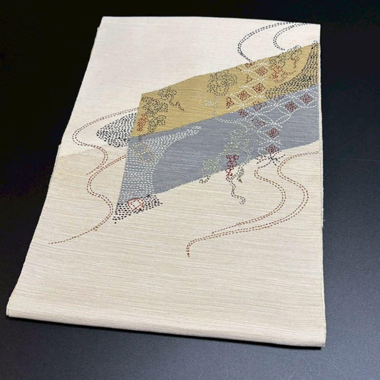 6162# Japanese Vintage Nagoya Obi Belt Kimono Pongee Fabric Silk Traditional