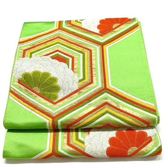 5361# Japanese Vintage Fukuro Obi Belt Kimono Fabric Silk Traditional Embroidery