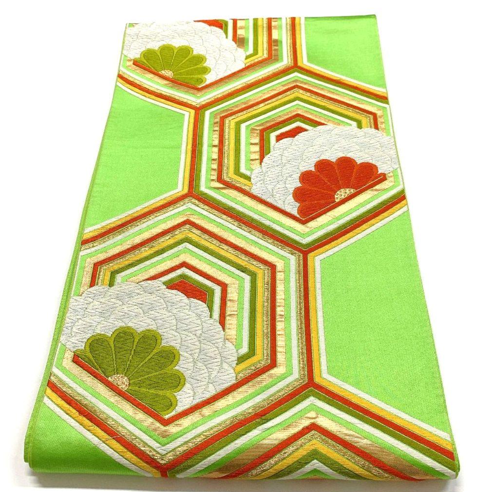 5361# Japanese Vintage Fukuro Obi Belt Kimono Fabric Silk Traditional Embroidery