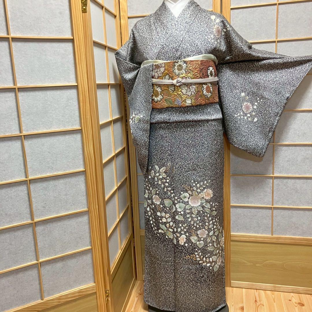 5453# Japanese Kimono Vintage Womens Silk Fabric Robe Kimono only sold Black