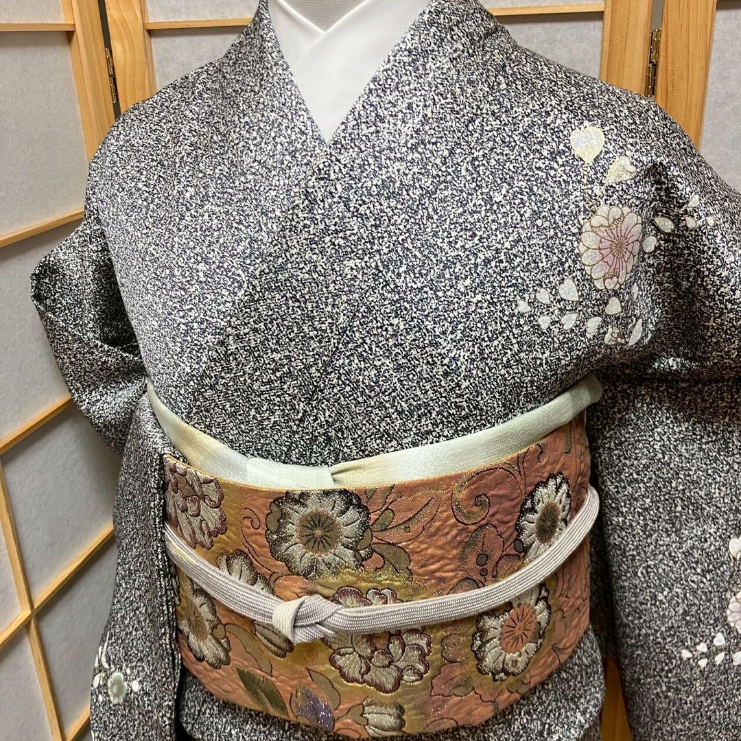 5453# Japanese Kimono Vintage Womens Silk Fabric Robe Kimono only sold Black