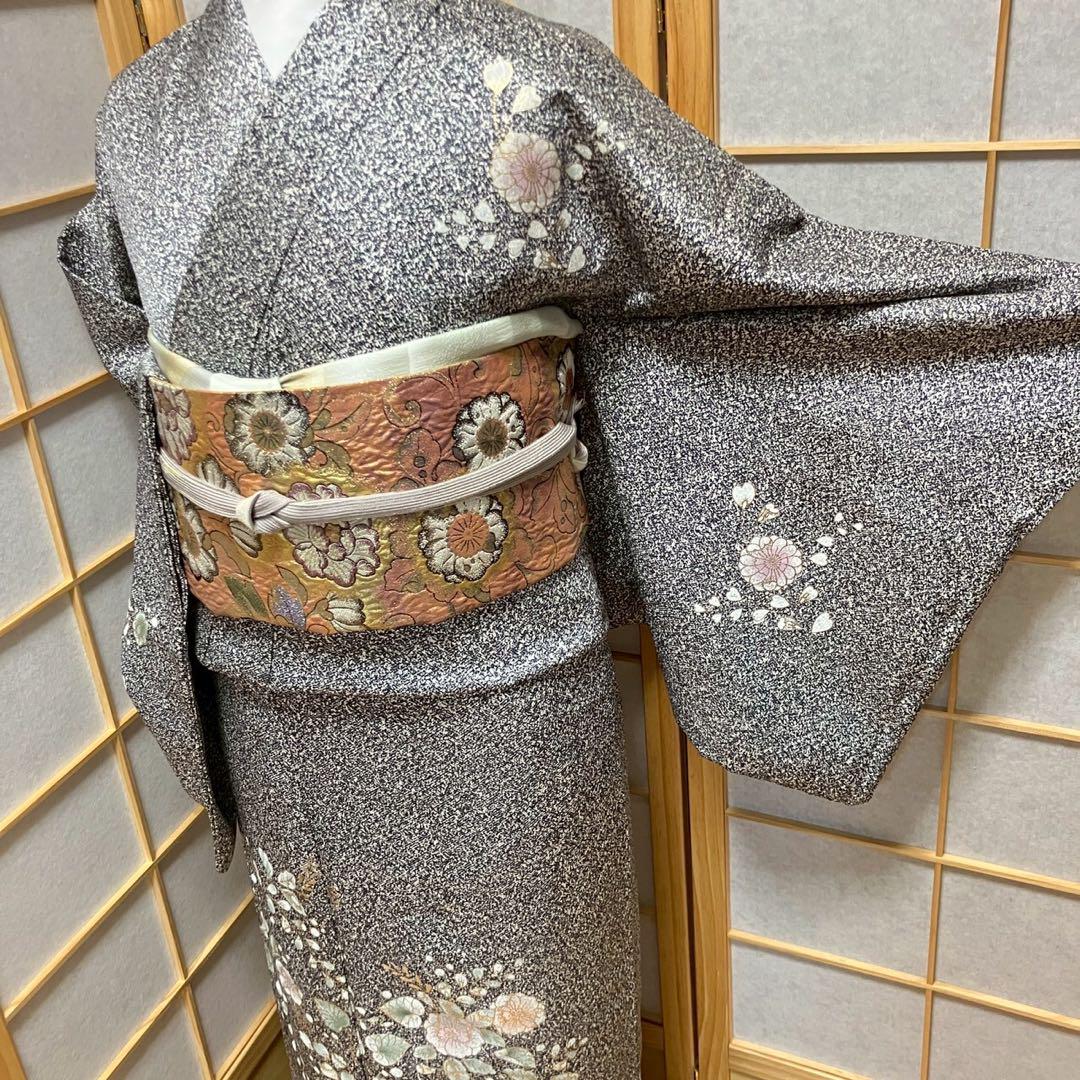 5453# Japanese Kimono Vintage Womens Silk Fabric Robe Kimono only sold Black