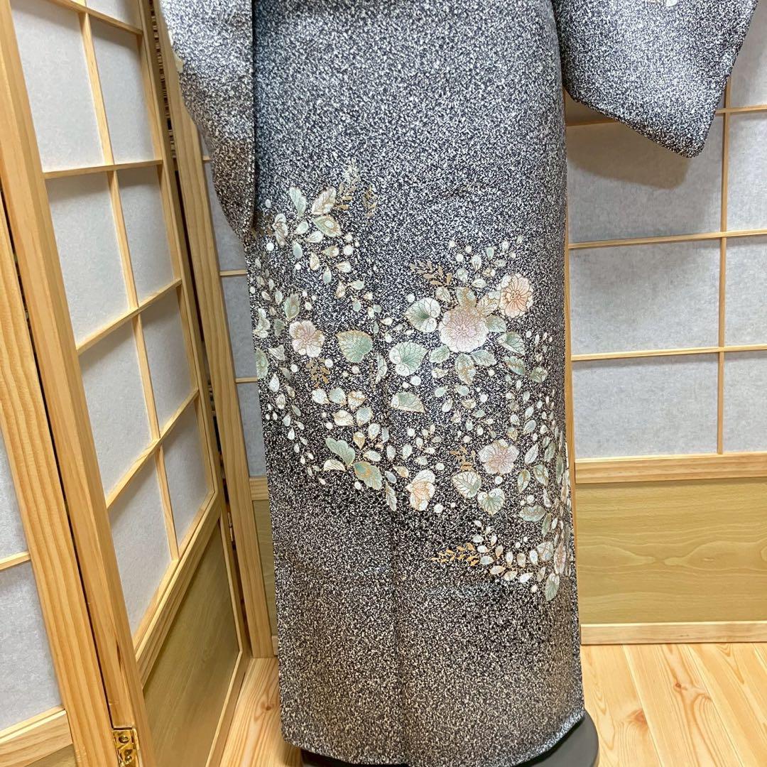 5453# Japanese Kimono Vintage Womens Silk Fabric Robe Kimono only sold Black