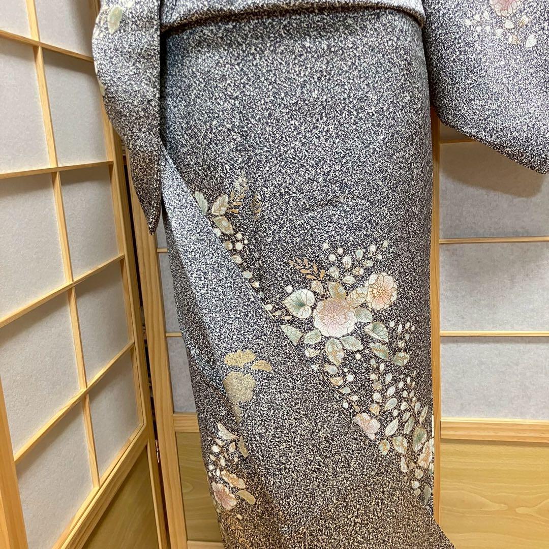 5453# Japanese Kimono Vintage Womens Silk Fabric Robe Kimono only sold Black