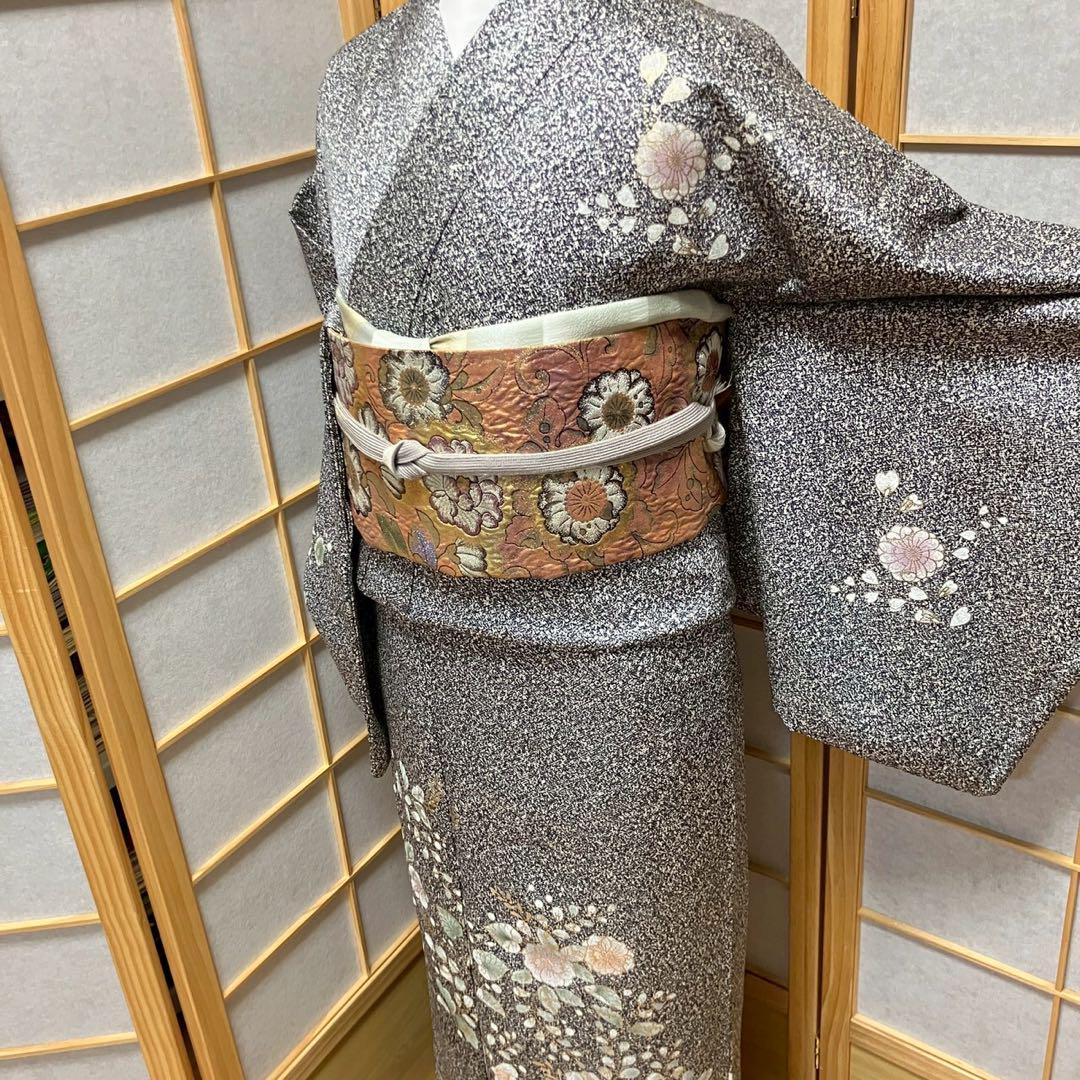 5453# Japanese Kimono Vintage Womens Silk Fabric Robe Kimono only sold Black