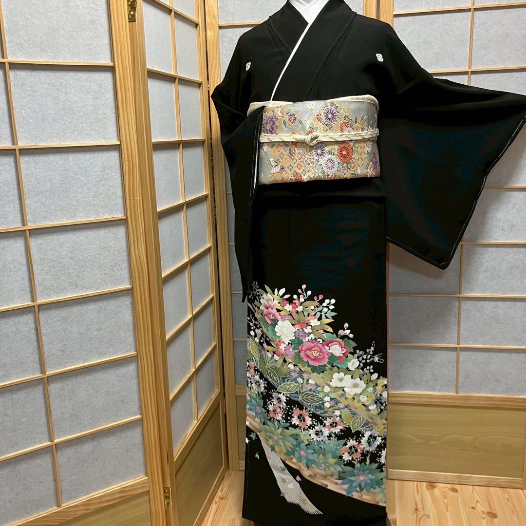 4882# Japanese Tomesode Kimono Vintage Womens Silk Fabric Robe Kimono only sold