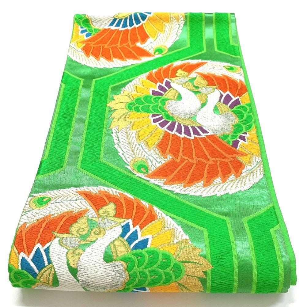 5356# Japanese Vintage Fukuro Obi Belt Kimono Fabric Silk Traditional Embroidery