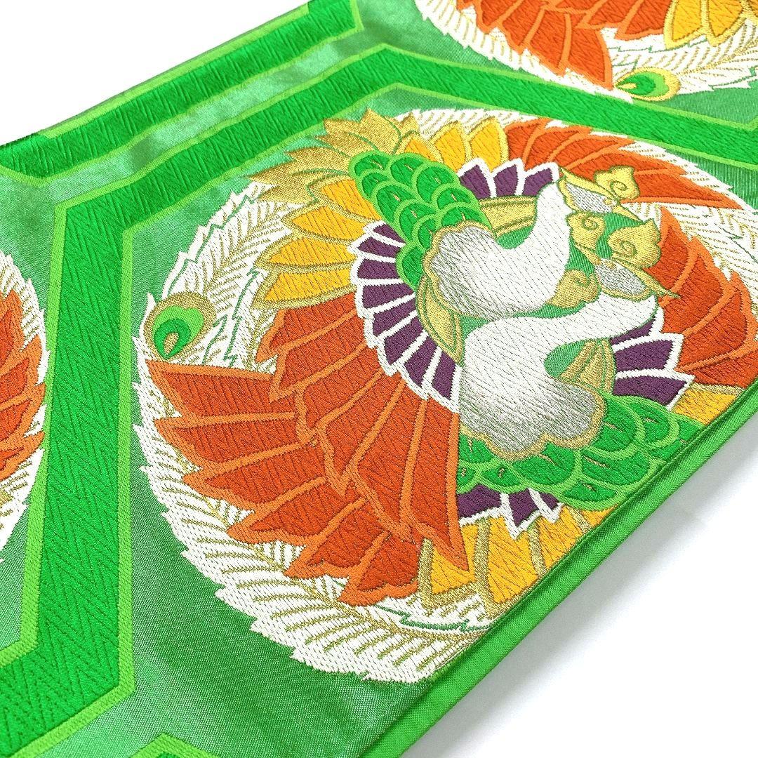 5356# Japanese Vintage Fukuro Obi Belt Kimono Fabric Silk Traditional Embroidery