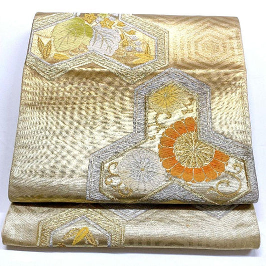5384# Japanese Vintage Fukuro Obi Belt Kimono Fabric Silk Traditional