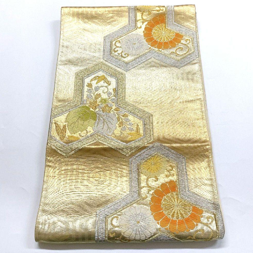 5384# Japanese Vintage Fukuro Obi Belt Kimono Fabric Silk Traditional