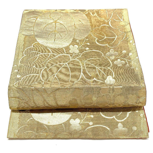 5115# Japanese Vintage Fukuro Obi Belt Kimono Fabric Silk Traditional Gold