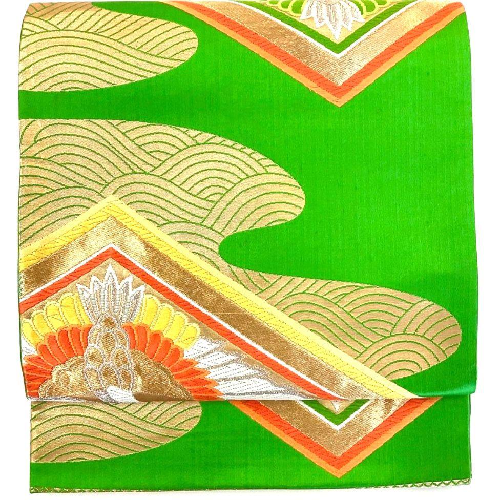 5273# Japanese Vintage Fukuro Obi Belt Kimono Fabric Silk Traditional Embroidery