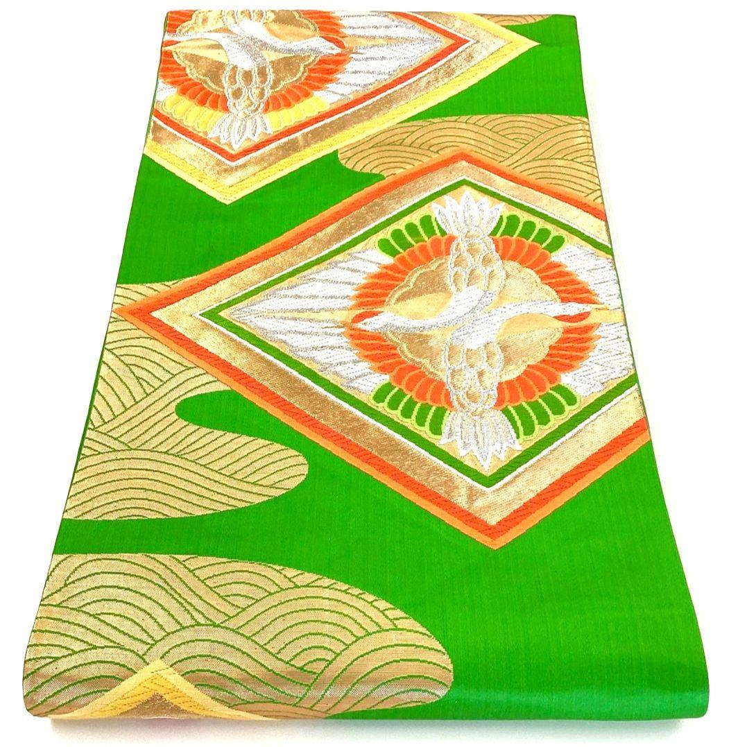 5273# Japanese Vintage Fukuro Obi Belt Kimono Fabric Silk Traditional Embroidery