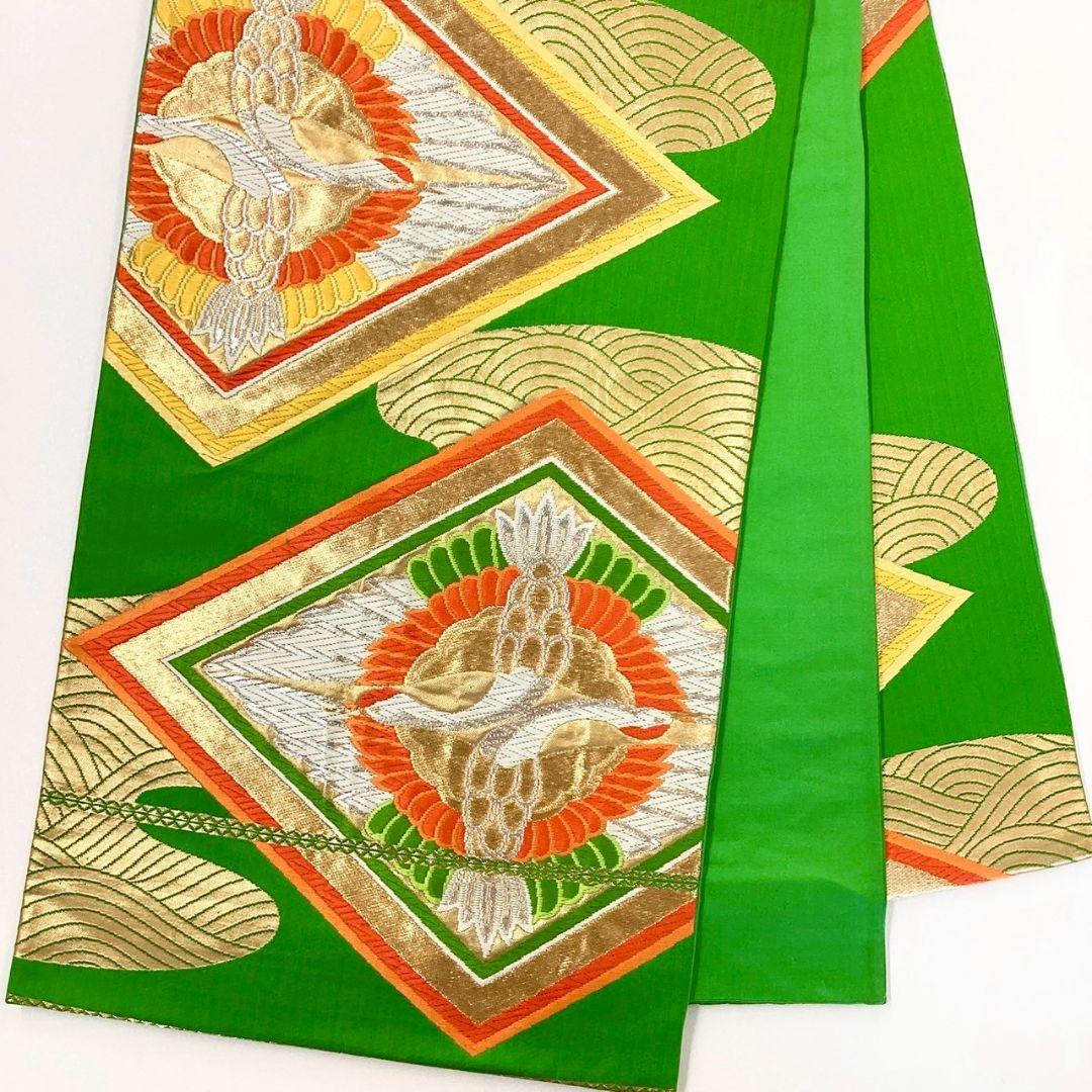 5273# Japanese Vintage Fukuro Obi Belt Kimono Fabric Silk Traditional Embroidery