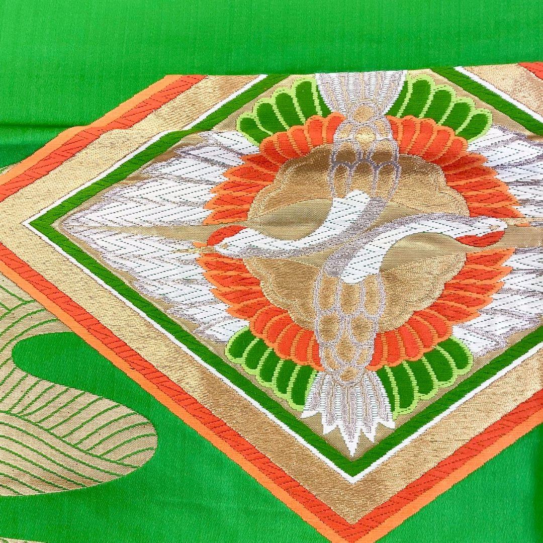 5273# Japanese Vintage Fukuro Obi Belt Kimono Fabric Silk Traditional Embroidery