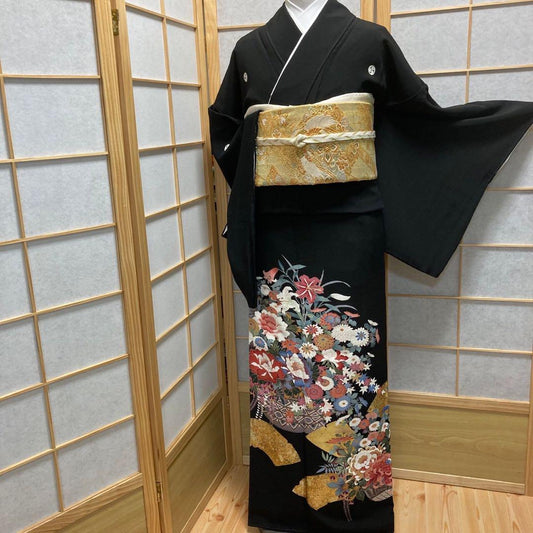 2882# Japanese Tomesode Kimono Vintage Womens Silk Fabric Robe Kimono only sold