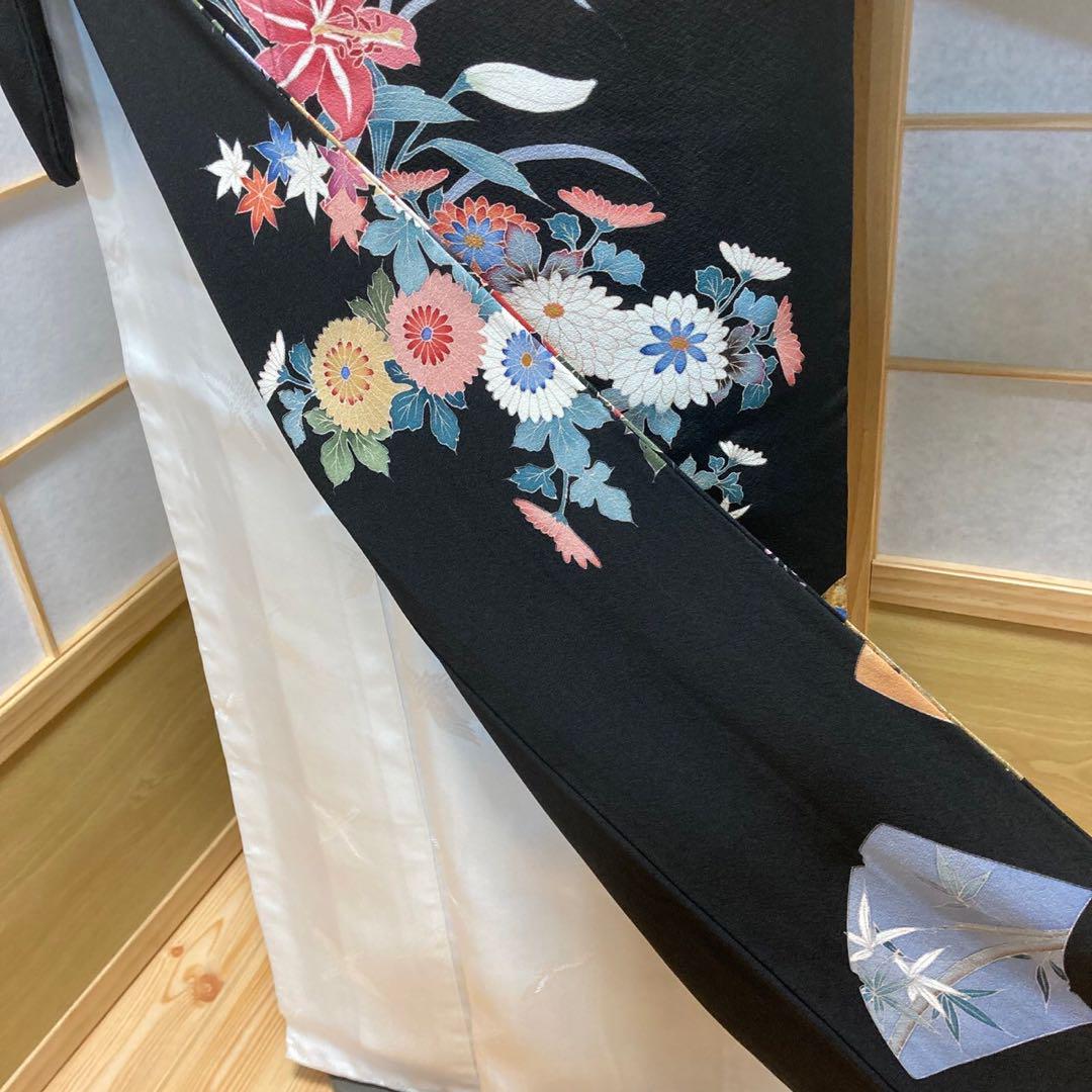 2882# Japanese Tomesode Kimono Vintage Womens Silk Fabric Robe Kimono only sold