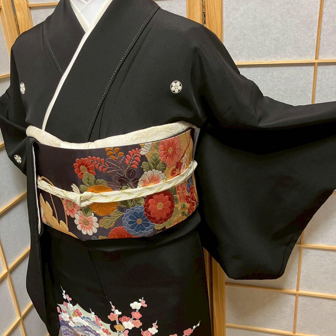 5795# Japanese Tomesode Kimono Vintage Womens Silk Fabric Robe Kimono only sold