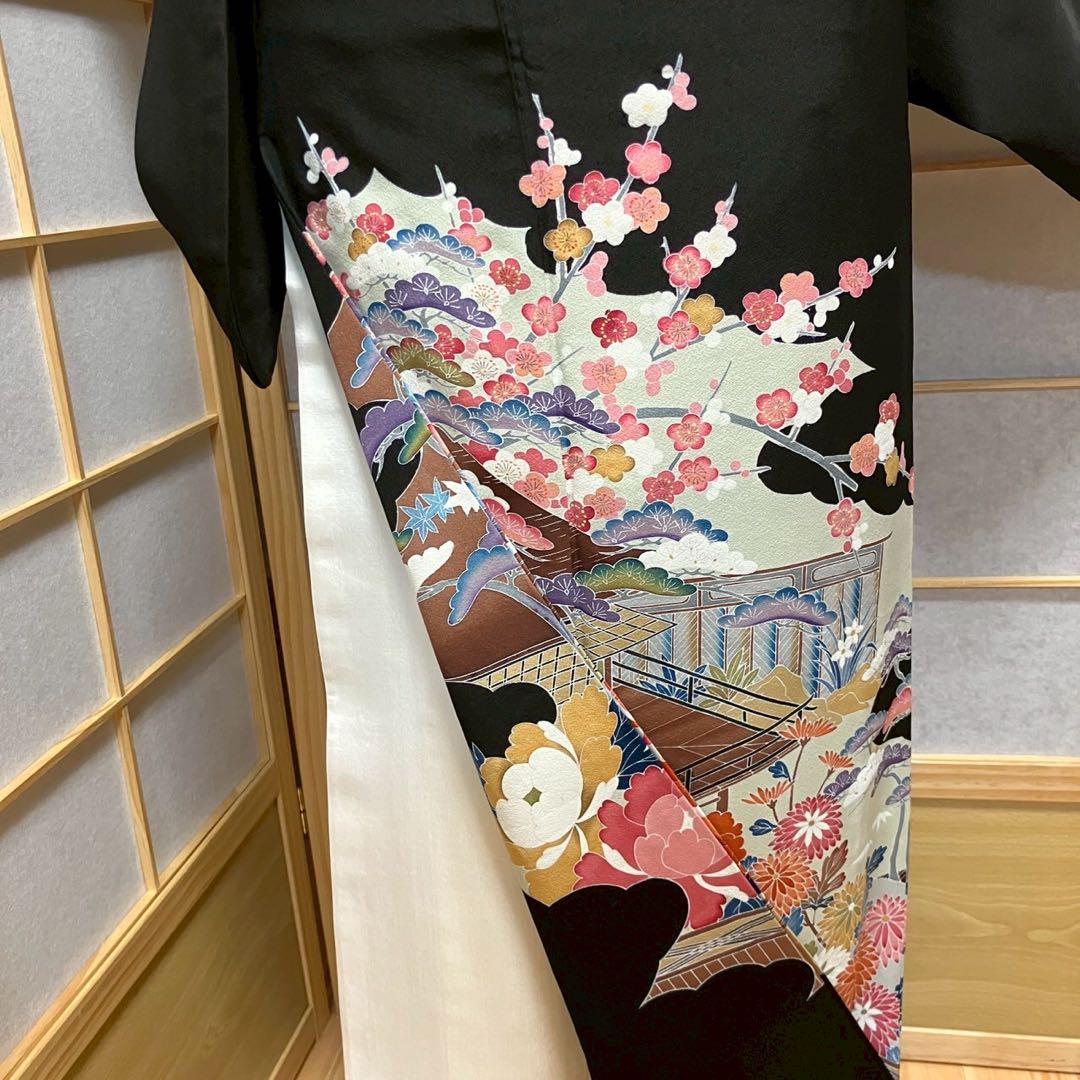 5795# Japanese Tomesode Kimono Vintage Womens Silk Fabric Robe Kimono only sold