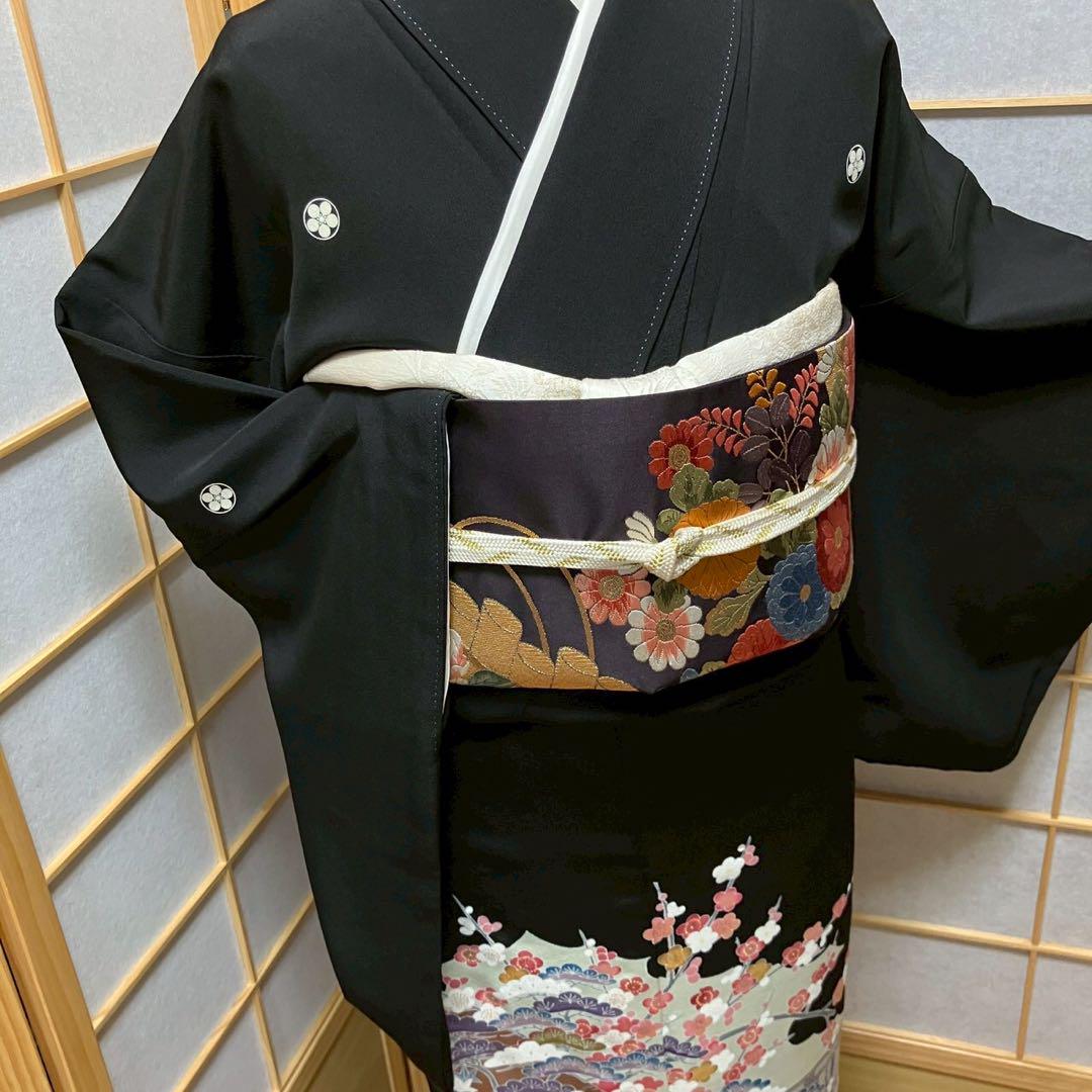 5795# Japanese Tomesode Kimono Vintage Womens Silk Fabric Robe Kimono only sold