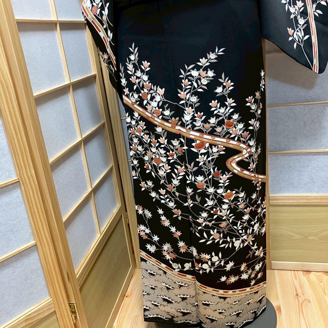 4380# Japanese Kimono Vintage Womens Silk Fabric Robe Kimono only sold Black