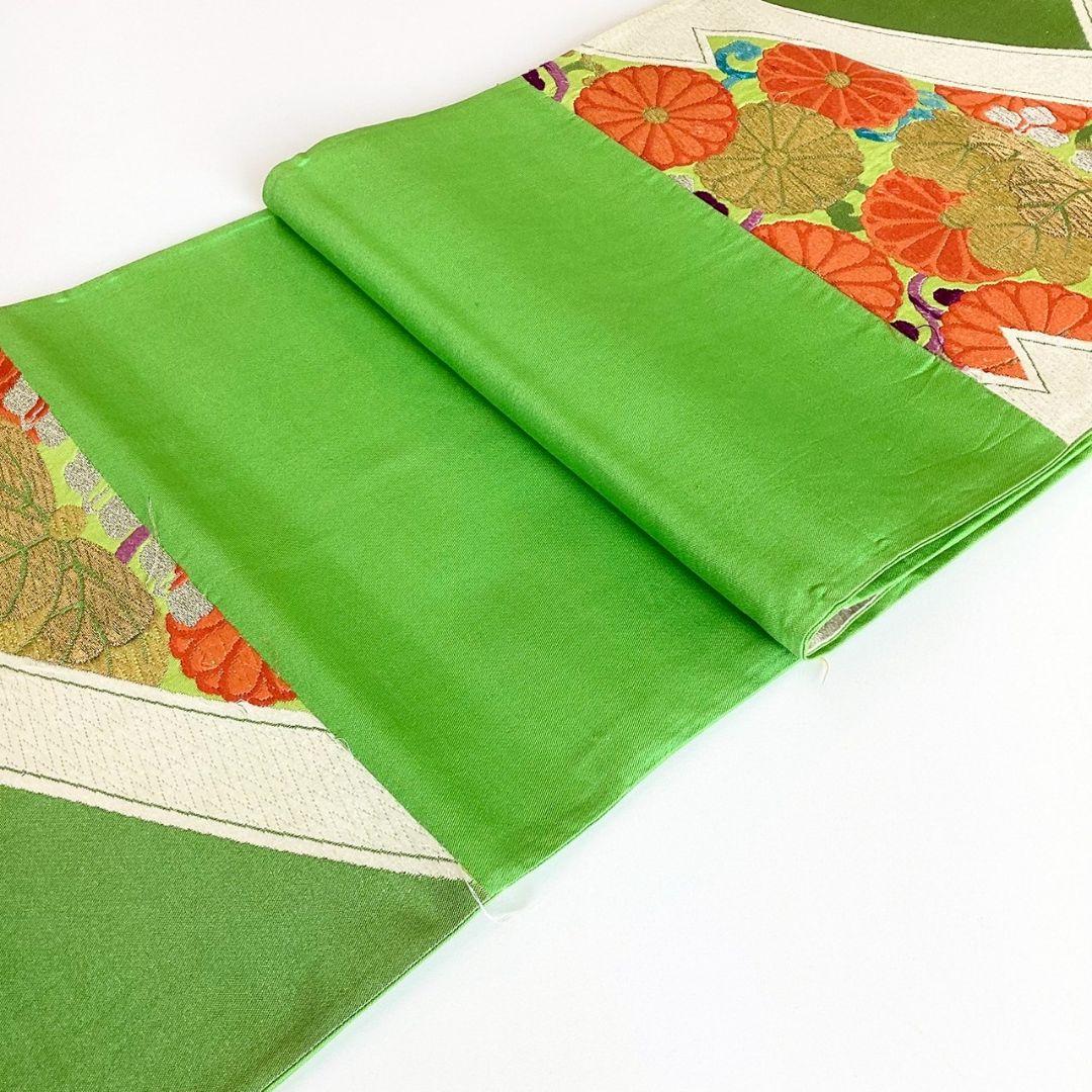 5219# Japanese Vintage Fukuro Obi Belt Kimono Fabric Silk Traditional Embroidery
