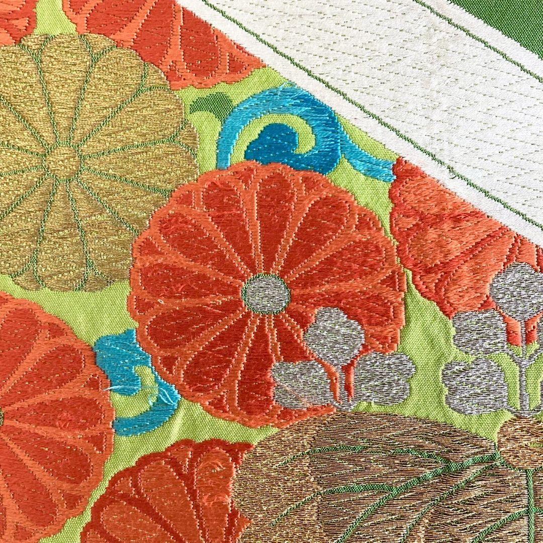 5219# Japanese Vintage Fukuro Obi Belt Kimono Fabric Silk Traditional Embroidery