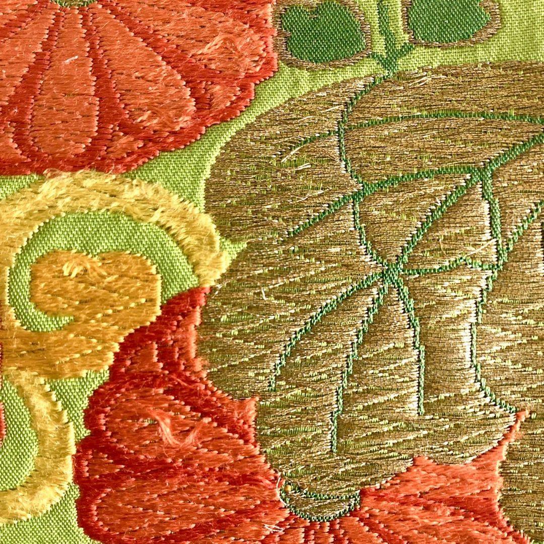 5219# Japanese Vintage Fukuro Obi Belt Kimono Fabric Silk Traditional Embroidery
