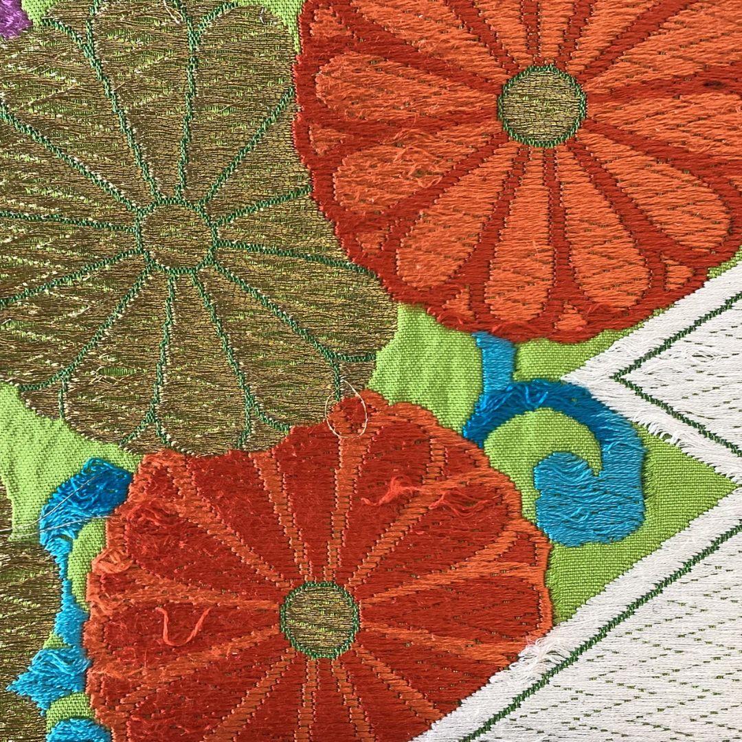 5219# Japanese Vintage Fukuro Obi Belt Kimono Fabric Silk Traditional Embroidery