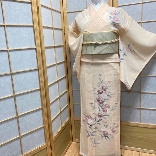 0317# Japanese Kimono only sold Vintage Womens Silk Fabric Robe Summer kimono