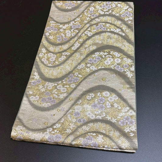 6166# Japanese Vintage Fukuro Obi Belt Kimono Fabric Silk Traditional