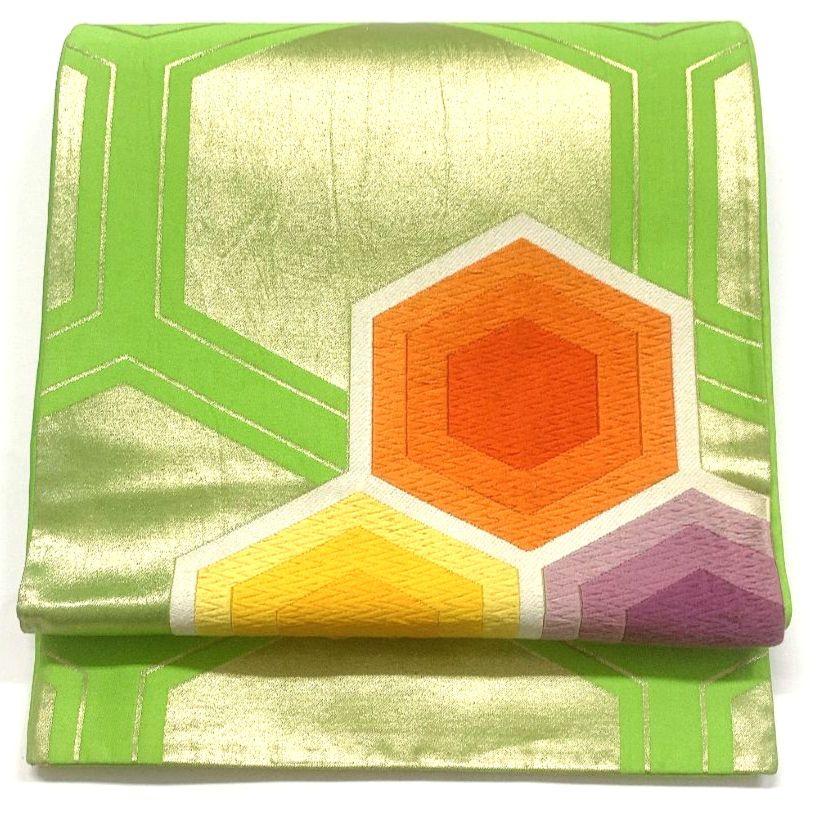 5337# Japanese Vintage Fukuro Obi Belt Kimono Fabric Silk Traditional Embroidery