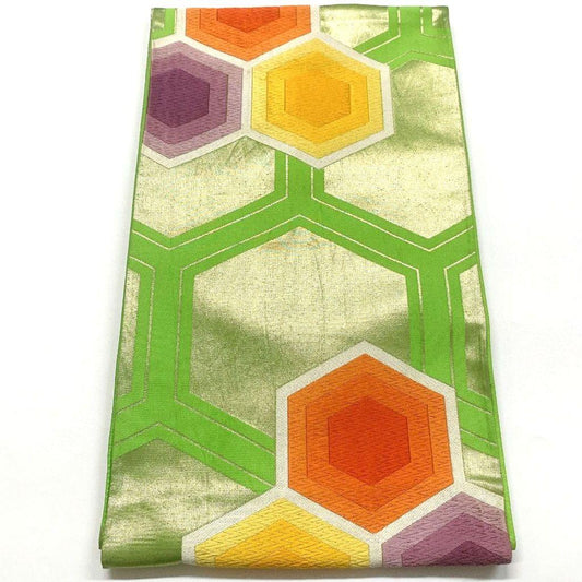 5337# Japanese Vintage Fukuro Obi Belt Kimono Fabric Silk Traditional Embroidery