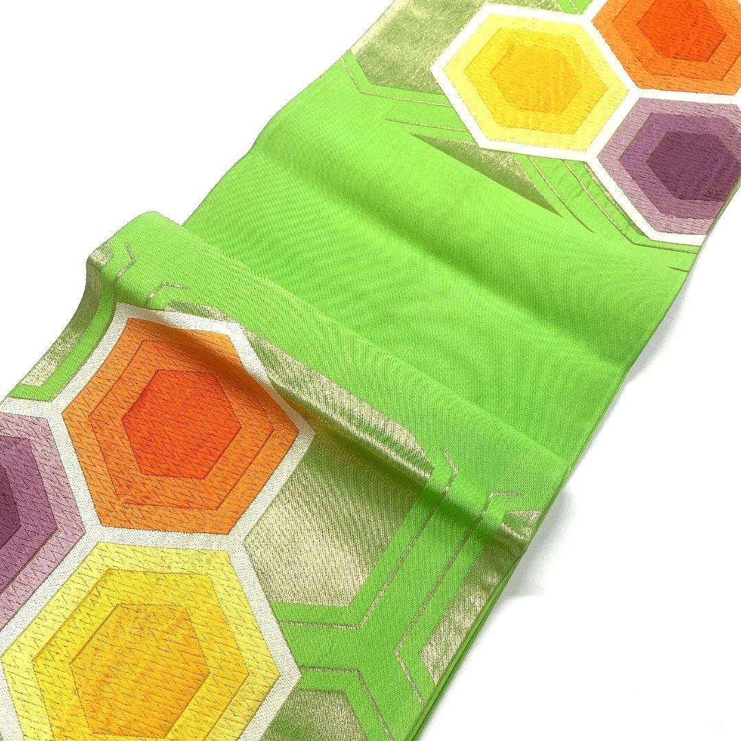 5337# Japanese Vintage Fukuro Obi Belt Kimono Fabric Silk Traditional Embroidery