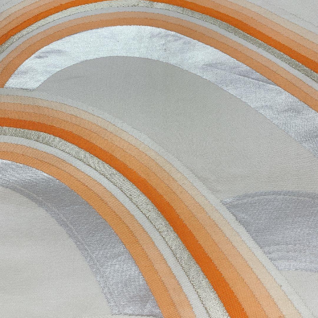 5132# Japanese Vintage Fukuro Obi Belt Kimono Fabric Silk Traditional Silver