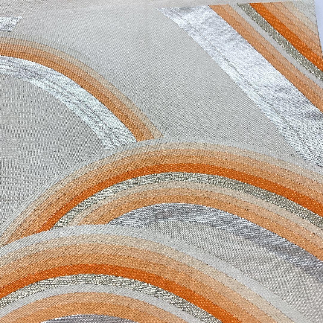 5132# Japanese Vintage Fukuro Obi Belt Kimono Fabric Silk Traditional Silver