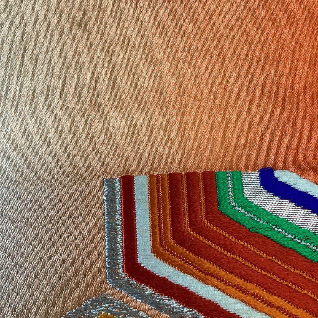 5238# Japanese Vintage Fukuro Obi Belt Kimono Fabric Silk Traditional Embroidery