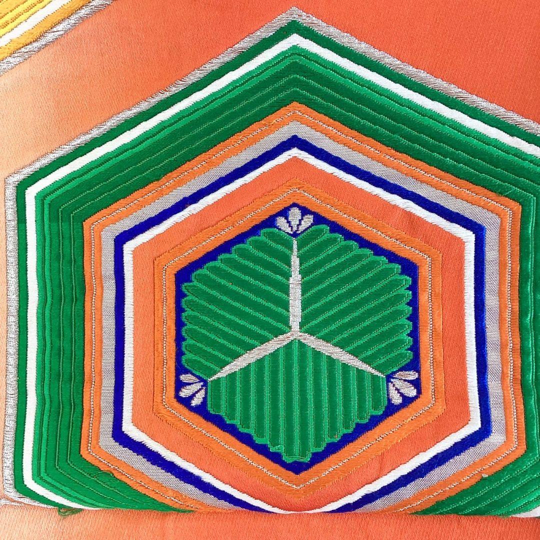 5238# Japanese Vintage Fukuro Obi Belt Kimono Fabric Silk Traditional Embroidery