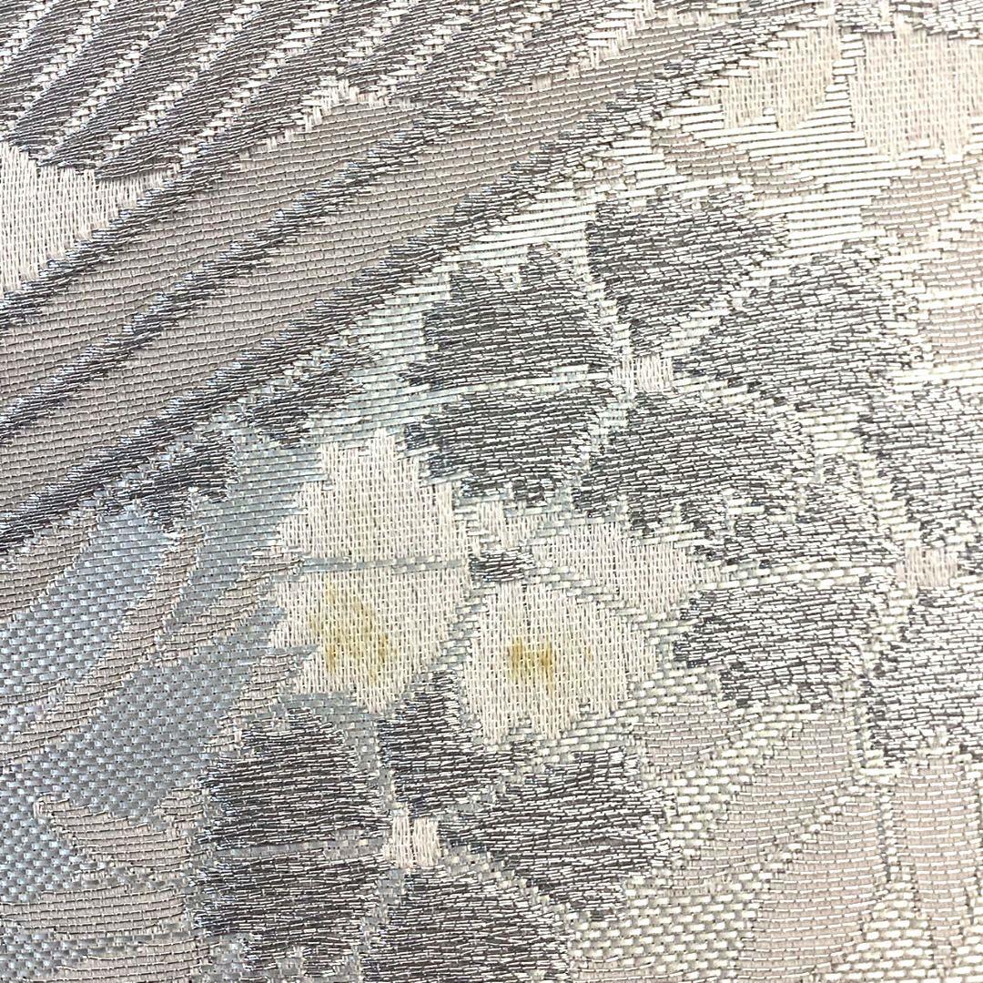 4909# Japanese Vintage Fukuro Obi Belt Kimono Fabric Silk Traditional Silver