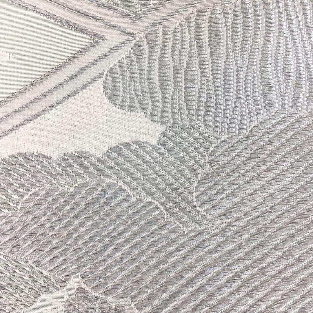 4909# Japanese Vintage Fukuro Obi Belt Kimono Fabric Silk Traditional Silver