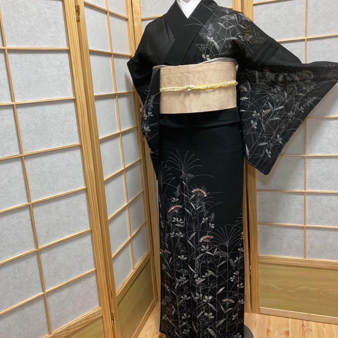 0316# Japanese Kimono only sold Vintage Womens Silk Fabric Robe Summer kimono