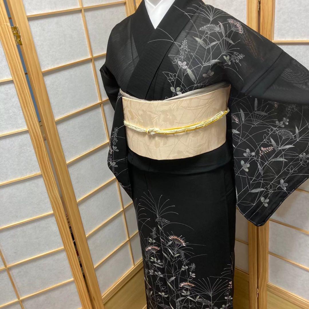 0316# Japanese Kimono only sold Vintage Womens Silk Fabric Robe Summer kimono