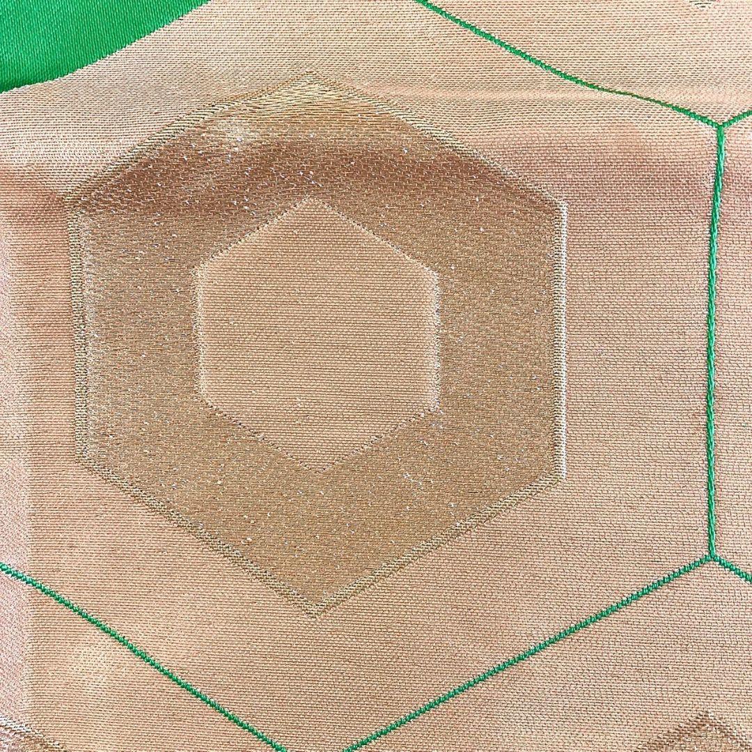 5239# Japanese Vintage Fukuro Obi Belt Kimono Fabric Silk Traditional Green