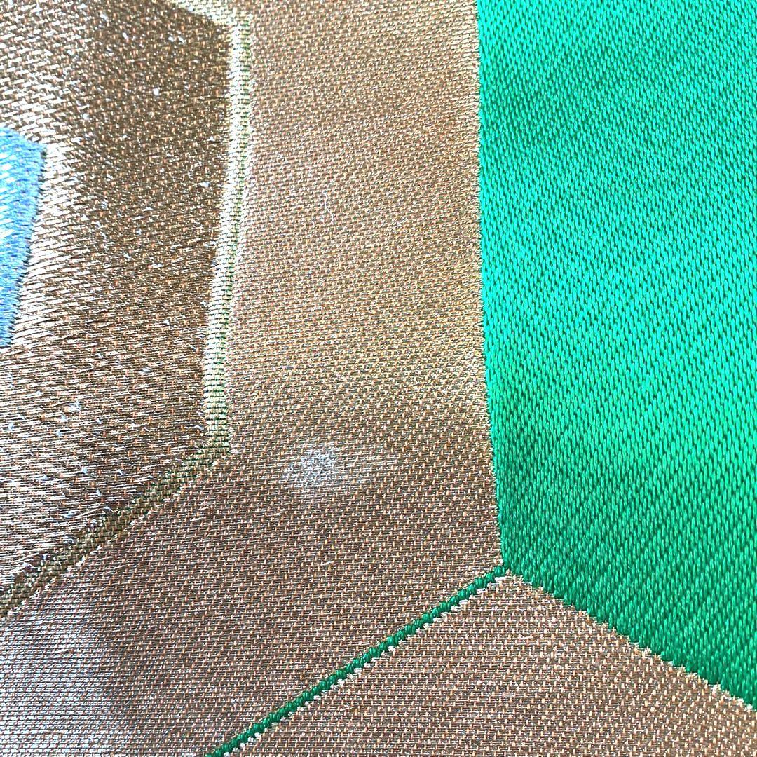 5239# Japanese Vintage Fukuro Obi Belt Kimono Fabric Silk Traditional Green