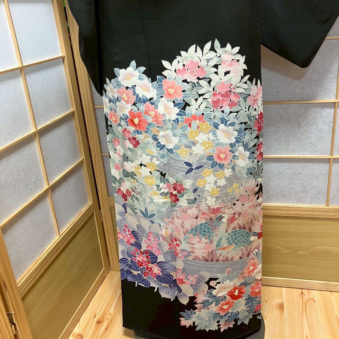 4325# Japanese Tomesode Kimono Vintage Womens Silk Fabric Robe Kimono only sold