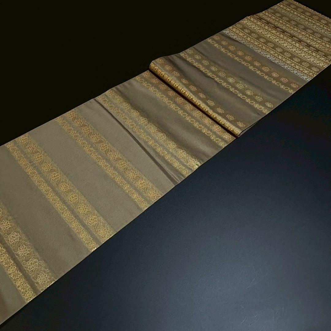6165# Japanese Vintage Fukuro Obi Belt Kimono Fabric Silk Traditional Gold