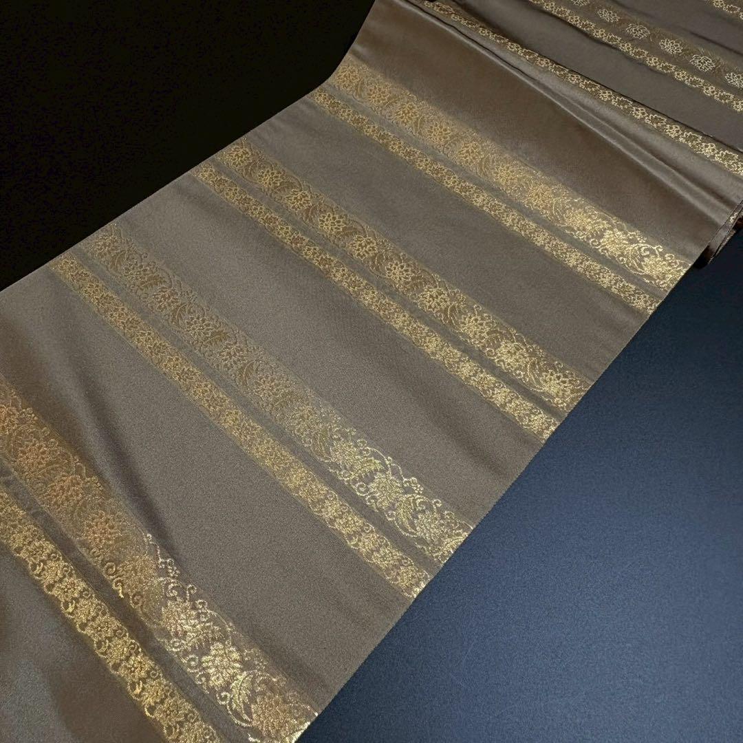 6165# Japanese Vintage Fukuro Obi Belt Kimono Fabric Silk Traditional Gold
