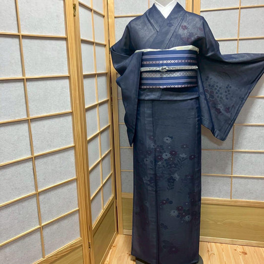 4396# Japanese Kimono Vintage Womens Silk Fabric Robe Kimono only sold Summer