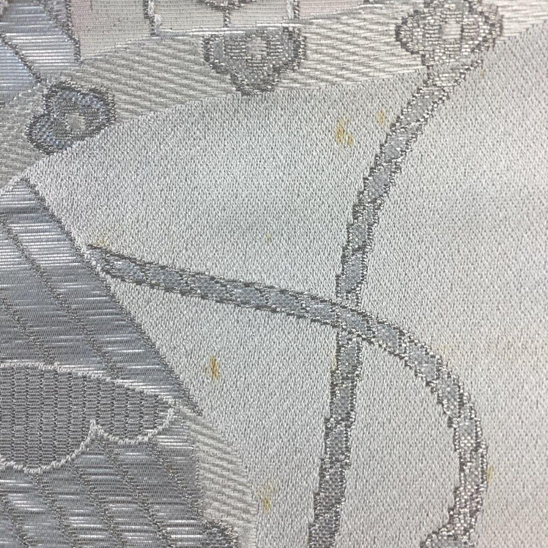 4921# Japanese Vintage Fukuro Obi Belt Kimono Fabric Silk Traditional Silver
